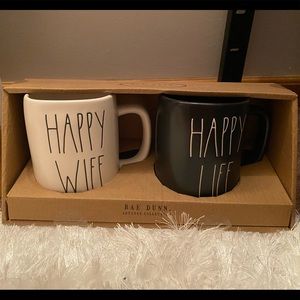 Rae Dunn coffee cup HAPPY WIFE, HAPPY LIFE